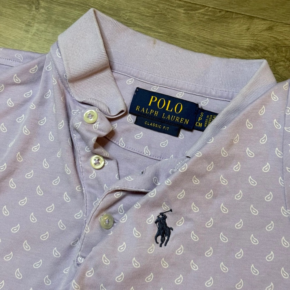 Polo Ralph Lauren Polo Shirt Mens Small Purple Paisley Classic Fit Cotton